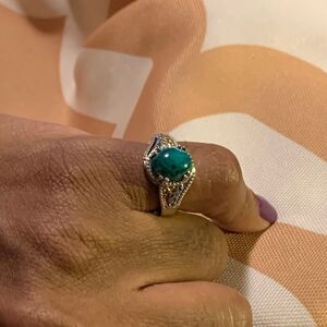 chrysocolla Tanzanite Platinum Gold Sterling Ring